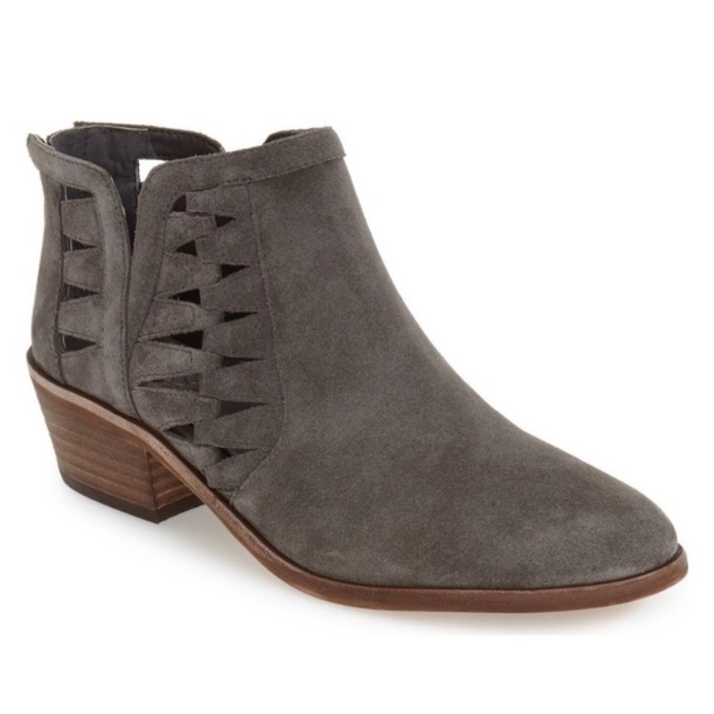 Vince Camuto Peera Gray Suede Cut Out Bootie